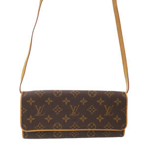 Louis Vuitton Monogram Leather Brown Pochette Twin Shoulder Bag